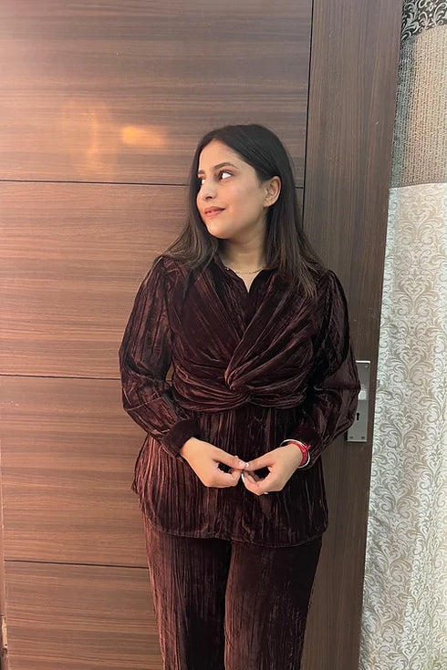 Classy Brown Velvet Coord